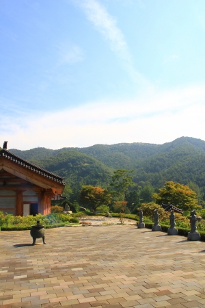 wonderful landscape with blue sky and white cloudの写真素材