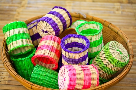 Mini color bamboo basketsの写真素材