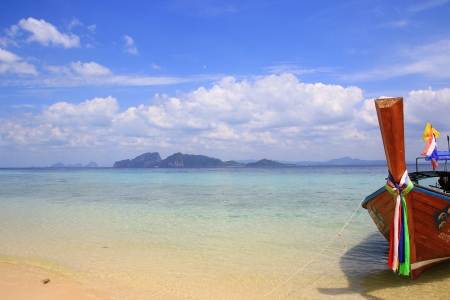 boats on Phi Phi island Thailandの写真素材