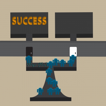 Conceptual image showing the easy and the hard wayのイラスト素材