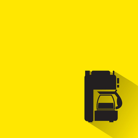 Coffee machine icons with long shadow on yellow background .のイラスト素材