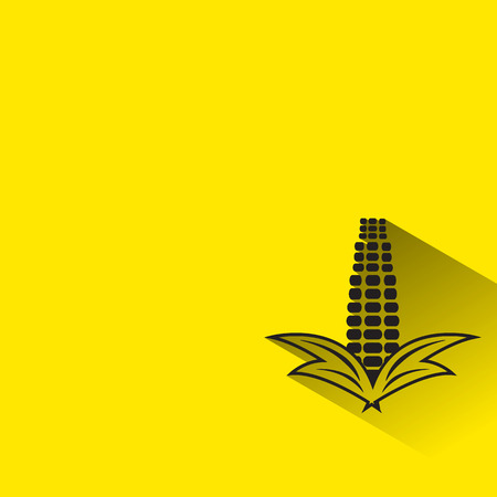 corn icon with long shadow on yellow background.のイラスト素材