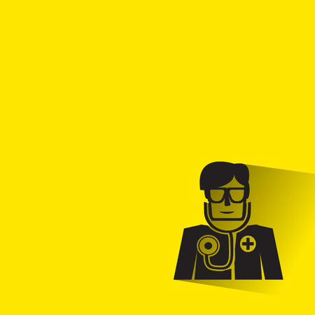 Doctor icon with long shadow on yellow backgroundのイラスト素材