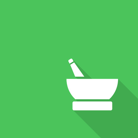 Mortar and pestle pharmacy flat icon with long shadow.のイラスト素材