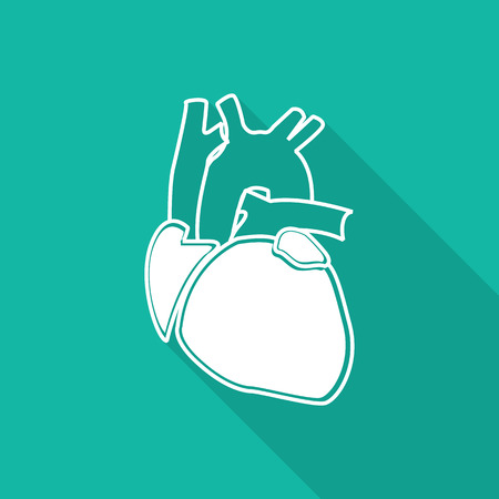 human heart flat icon with long shadowのイラスト素材