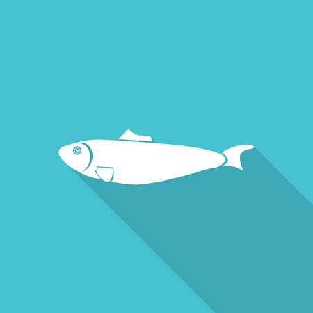 fish salmon flat icon with long shadow.のイラスト素材