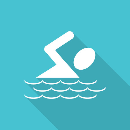 swim flat icon with long shadow.のイラスト素材