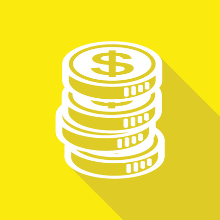 Money coin flat icon with long shadow.のイラスト素材