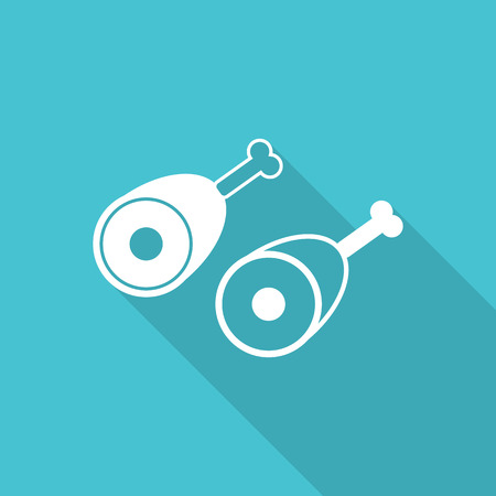 Chicken legs flat icon with long shadowのイラスト素材