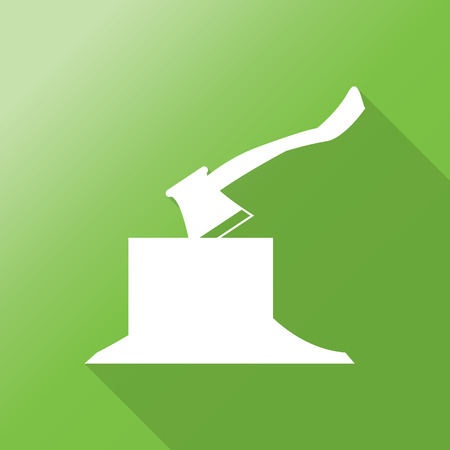 axe and wood flat icon with long shadow.のイラスト素材