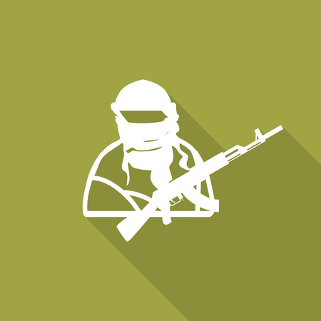 Islamic Terrorist Man flat icon with long shadow.のイラスト素材