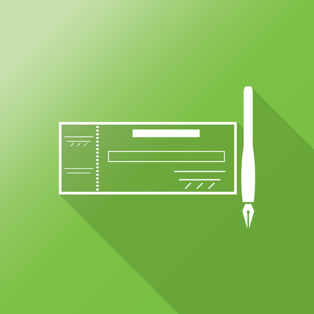 cheque icon with long shadowのイラスト素材
