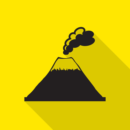 volcano mountain top exploding icon with long shadow.のイラスト素材
