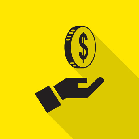 Receiving Money flat icon with long shadow.のイラスト素材