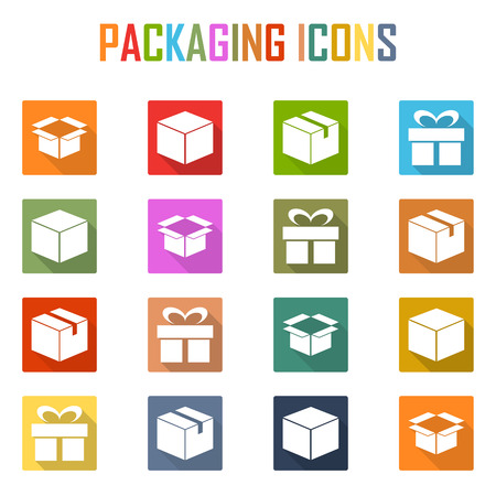 packaging flat icon with long shadow.のイラスト素材