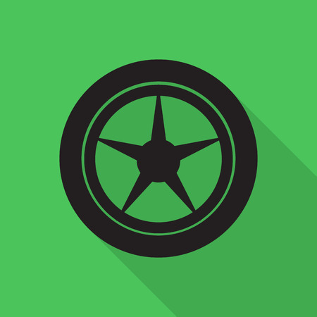 wheel car icon with long shadow.のイラスト素材