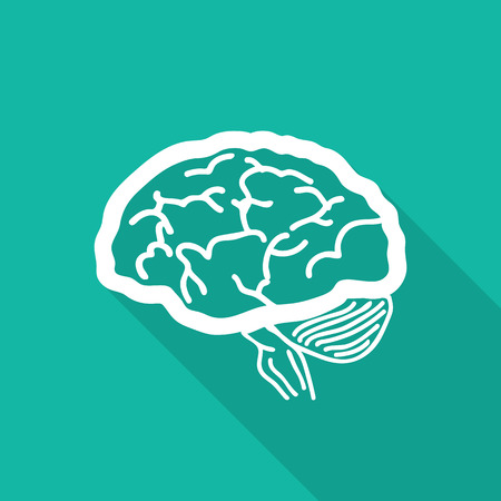 brain icon with long shadow.のイラスト素材