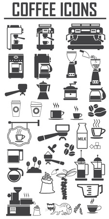 coffee icons set. Big pack