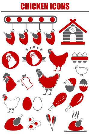 Vector Chicken icon set .のイラスト素材