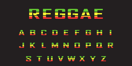 reggae  color font. Jamaica style ABC letters  vector illustrationのイラスト素材