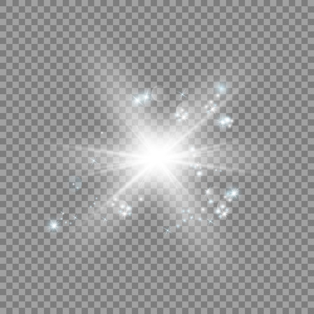 Glow light effect. Star burst with sparkles.Sun.のイラスト素材