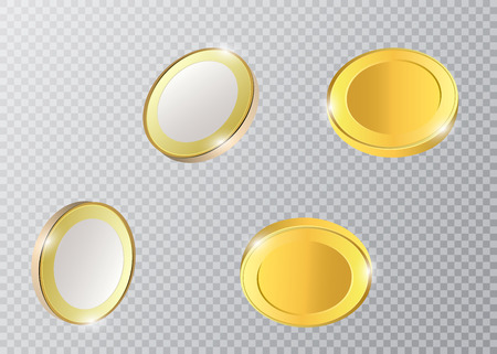 Vector Illustration of golden coins. Money isolated on transparent background.のイラスト素材