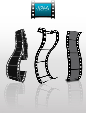 Set of vector film strip isolated on transparent background.のイラスト素材