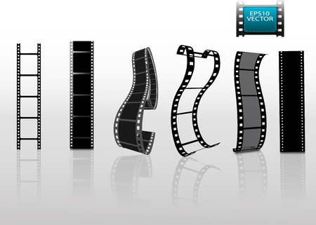 Set of vector film strip isolated on transparent background.のイラスト素材