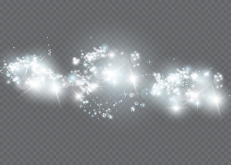 Set of glow light effect stars bursts with sparkles isolated on transparent background. Sparkling magic dust particles. Vector illustrationのイラスト素材