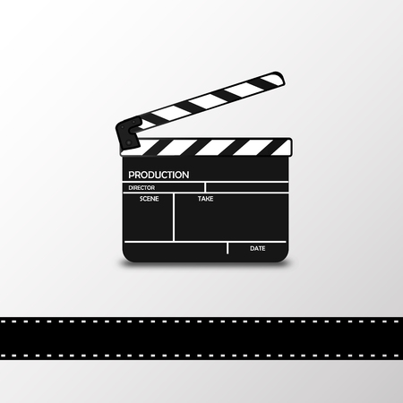 Realistic clapper.cinema.Board on a white background.film.time.vector illustration.のイラスト素材