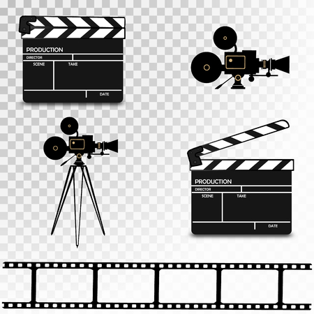 Set of film clapper boards isolated. Vector illustrationのイラスト素材