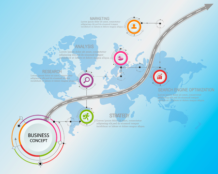 Design template: Road map business timeline, Vector Illustrationのイラスト素材