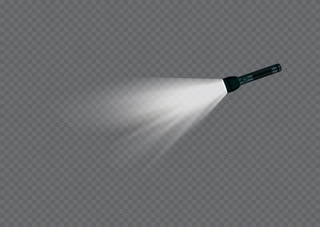 flashlight on a transparent background.Shine.lighting the space.metal.のイラスト素材