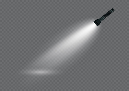flashlight on a transparent background.Shine.lighting the space.metal.のイラスト素材