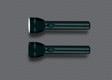 flashlight on a transparent background.Shine.lighting the space.metal.のイラスト素材