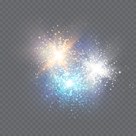 Transparent sunlight lens flare light effect. Star burst with sparkles. Vector illustrationのイラスト素材
