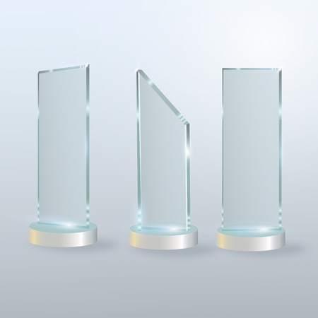 Circle Glass Trophy Award. Vector illustration isolated on grey backgroundのイラスト素材