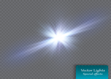 Glow light effect. Star burst with sparkles.Sunのイラスト素材