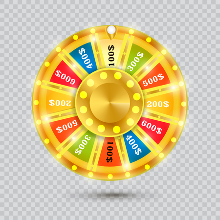 A wheel of fortune 3d object isolated on white checkered background.のイラスト素材