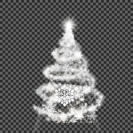 Silver Christmas tree on transparent backgroundのイラスト素材