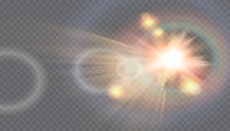 Vector transparent sunlight special lens flare light effect.のイラスト素材