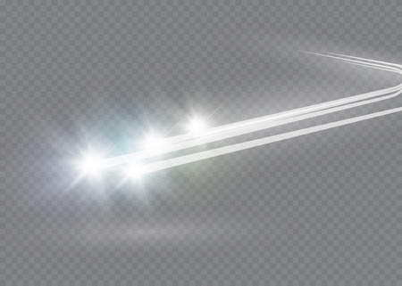 Abstract vector magic glow star light effect with neon blur curved lines. Sparkling dust star trail with bokeh.のイラスト素材