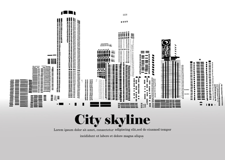 The silhouette of the city in a flat style. Modern urban landscape.のイラスト素材