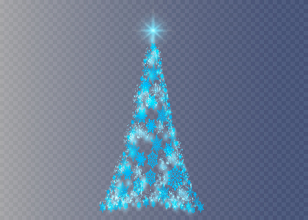 Silver Christmas tree on transparent backgroundのイラスト素材