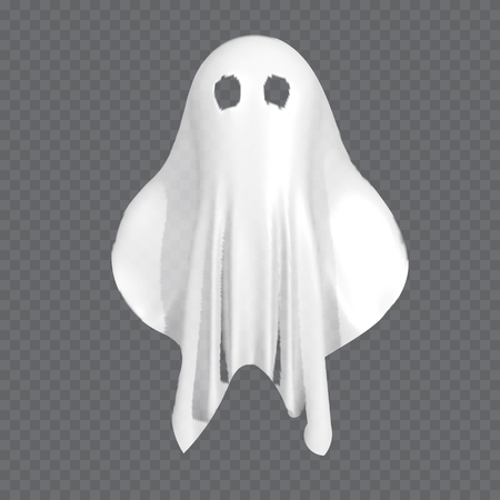 Ghost of Halloween party in white sheet on transparent background.のイラスト素材
