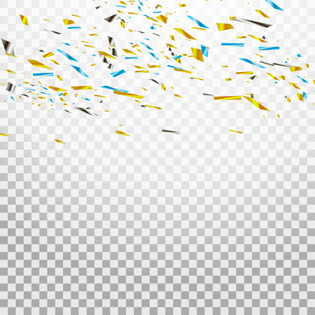 Colorful bright confetti isolated on transparent background. Festive vector illustrationのイラスト素材