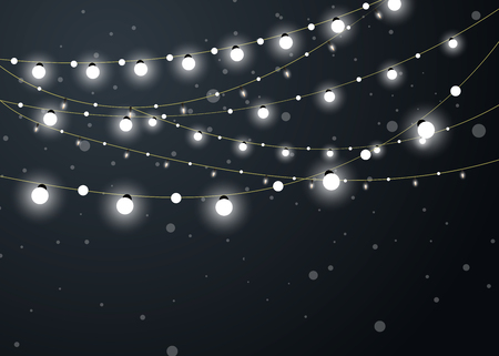 Christmas background with lights Vector glowing garlandのイラスト素材