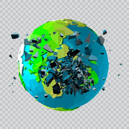 Vector low poly earth illustration. Polygonal globe icon.のイラスト素材