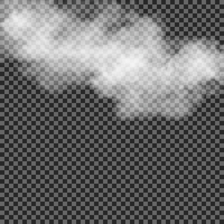 Fog or smoke isolated transparent special effect. White vector cloudiness, mist or smog background. Vector illustrationのイラスト素材