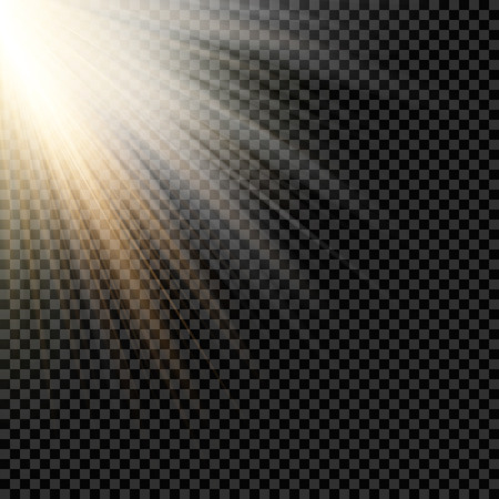Light flare special effect with rays of light and magic sparkles. Glow transparent vector light effect set, explosion, glitter, spark, sun flash.のイラスト素材